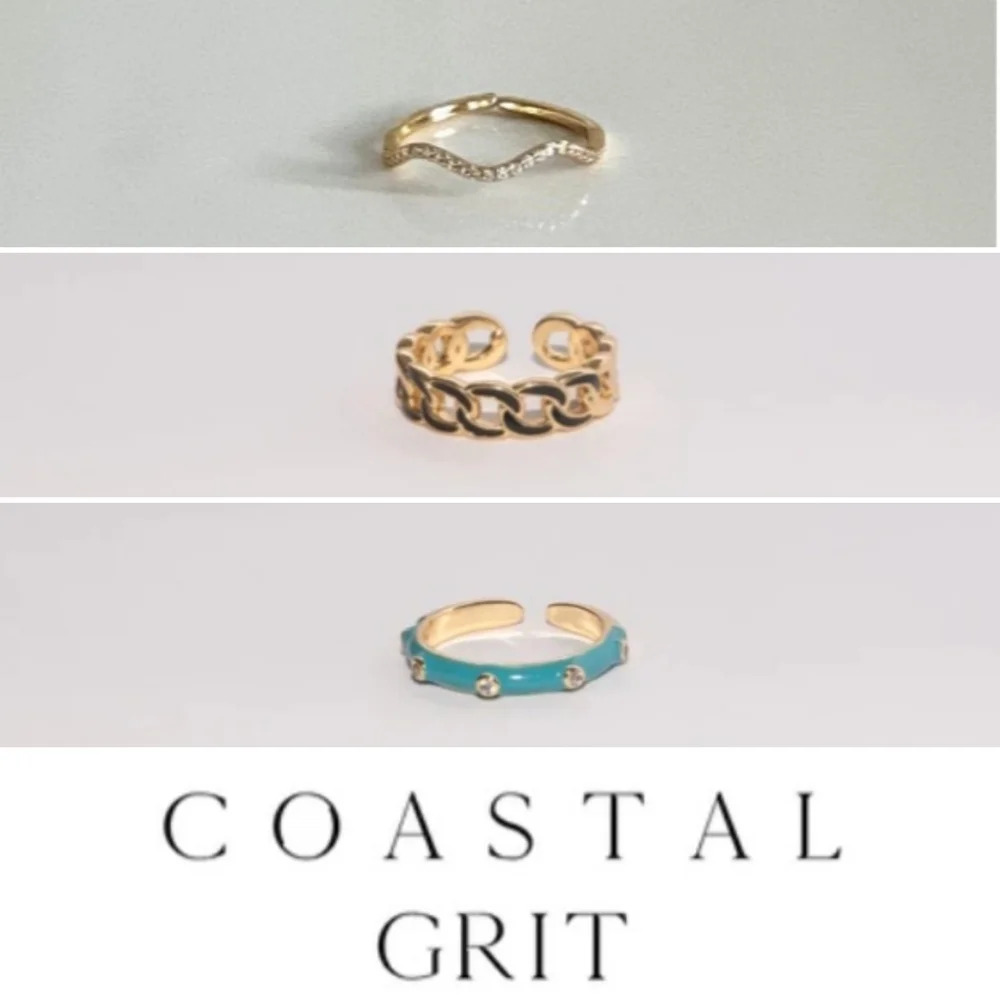 NWT 3 Stackable Coastal Grit Rings